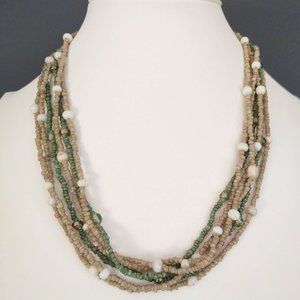 3 single strands of seed beads and glass necklaces